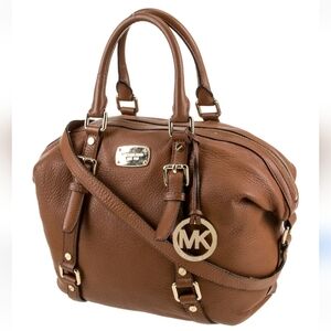 Michael Kors Orange and Brown Satchel with Signature Charm